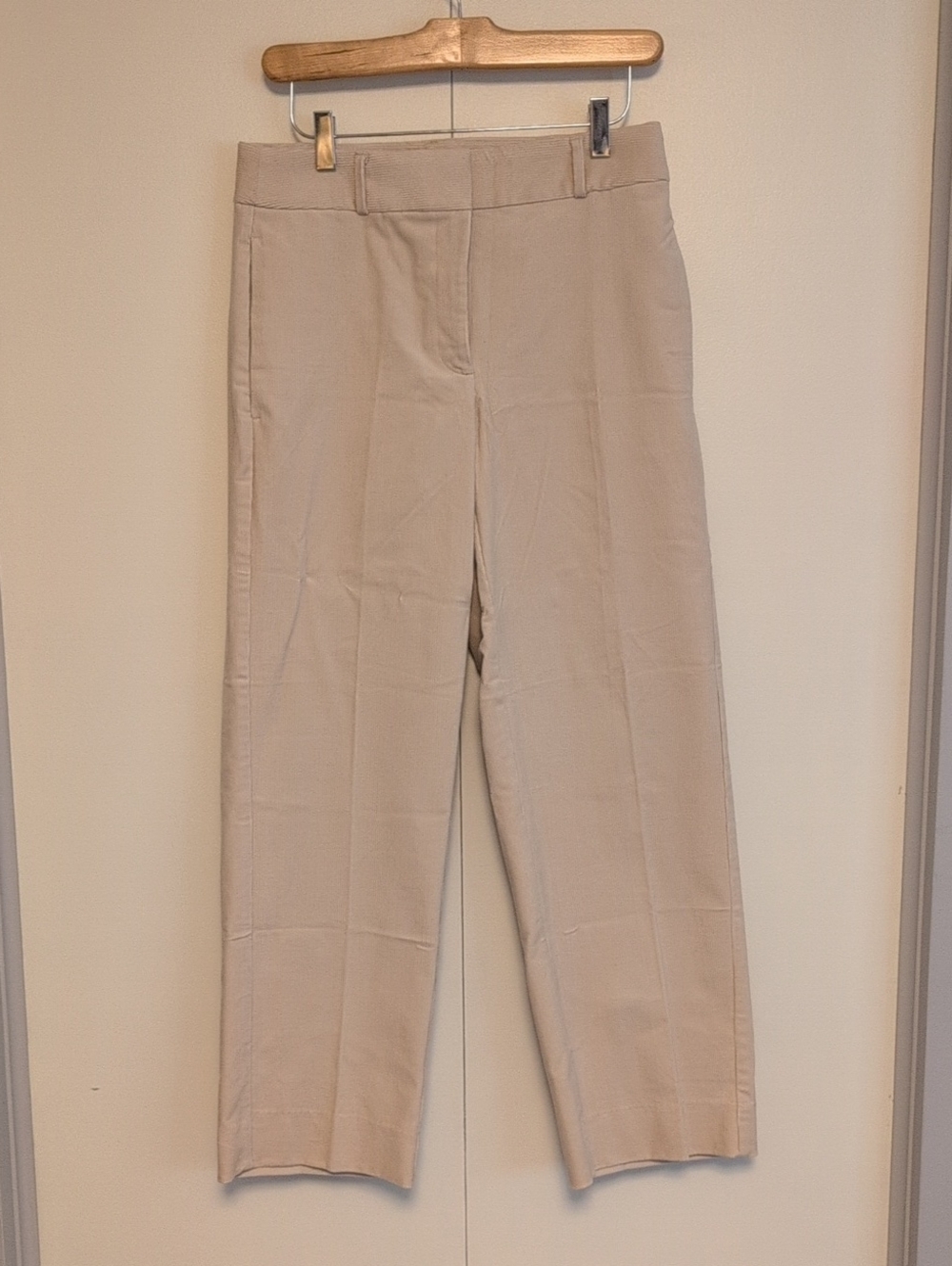 Women's Tailored Cream Corduroy Straight-leg Pants